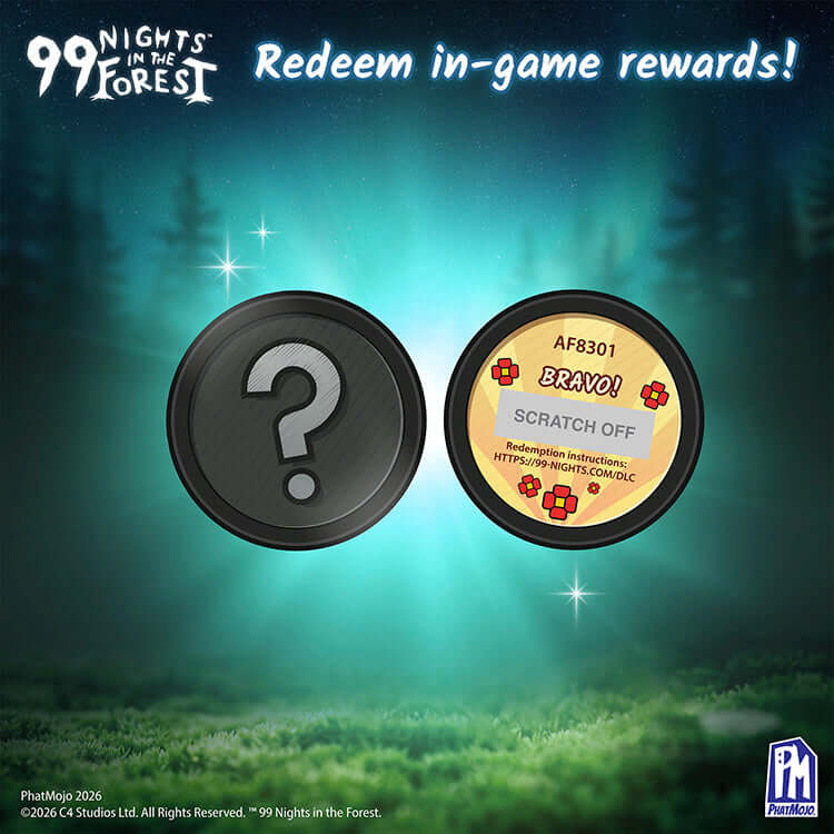99 Nights In The Forest Series 1 8inch Action Figure - Owl in-game reward tokens with scratch-off instructions.