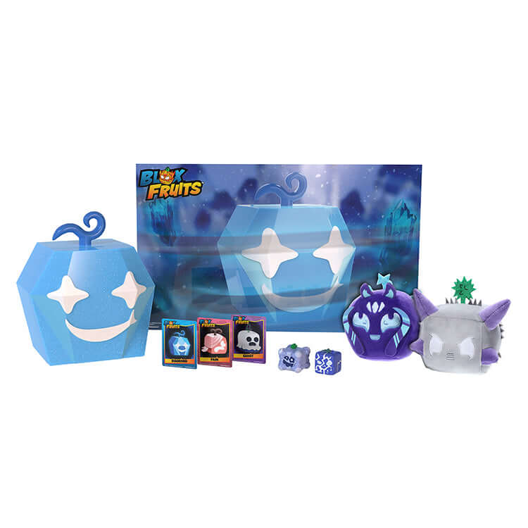 Blox Fruits Series 2 Diamond Collector Bundle with plush, minifigures, cards, and storage container.