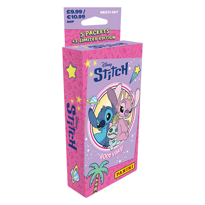 Stitch Good Vibes trading cards multi-set box featuring Stitch and Angel by Panini.