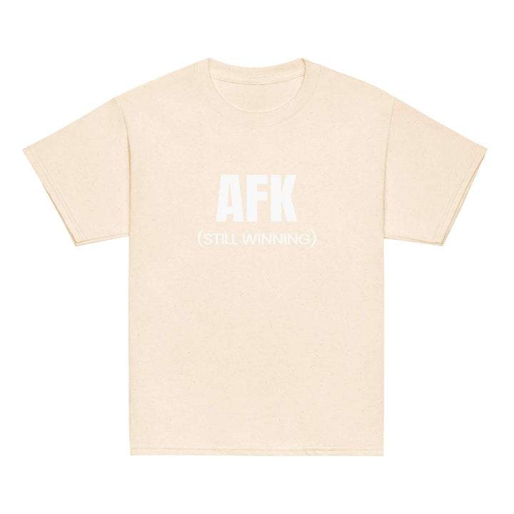 AFK Youth classic tee in beige with text saying &