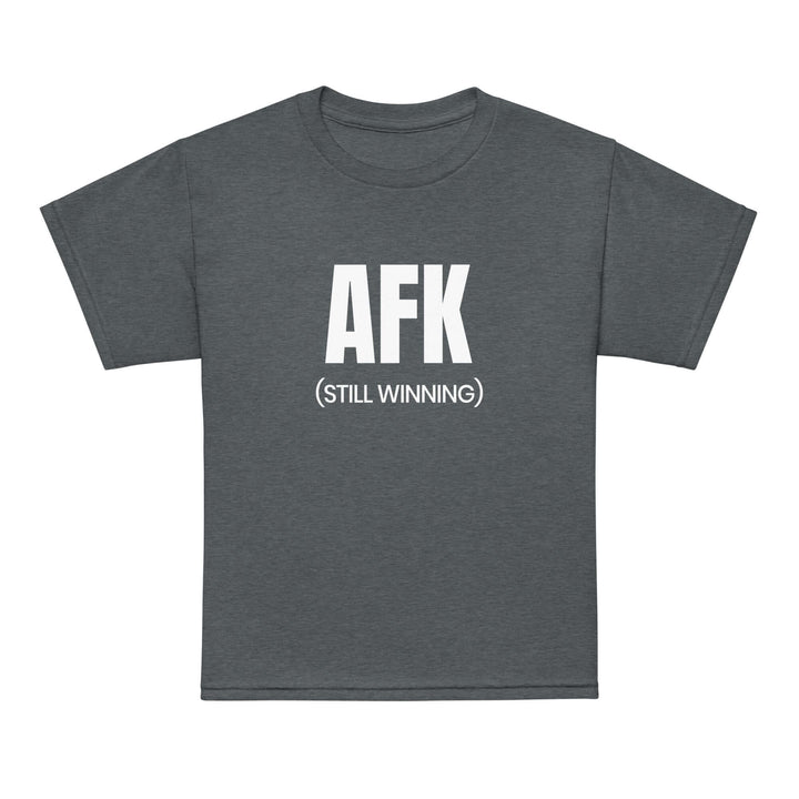 AFK Youth t-shirt in dark gray, featuring bold &