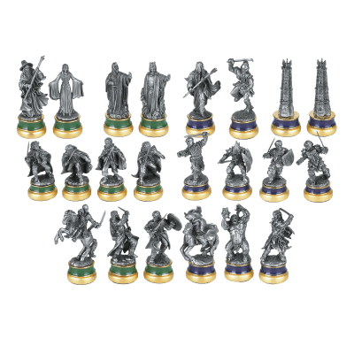 Lord of the Rings Chess Set featuring intricately detailed character pieces from the iconic trilogy.
