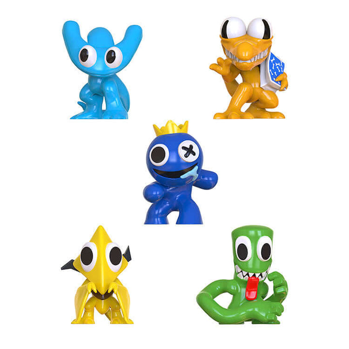Rainbow Friends Series 3 Minifigures featuring Blue, Cyan, Green, Yellow, and Orange characters.