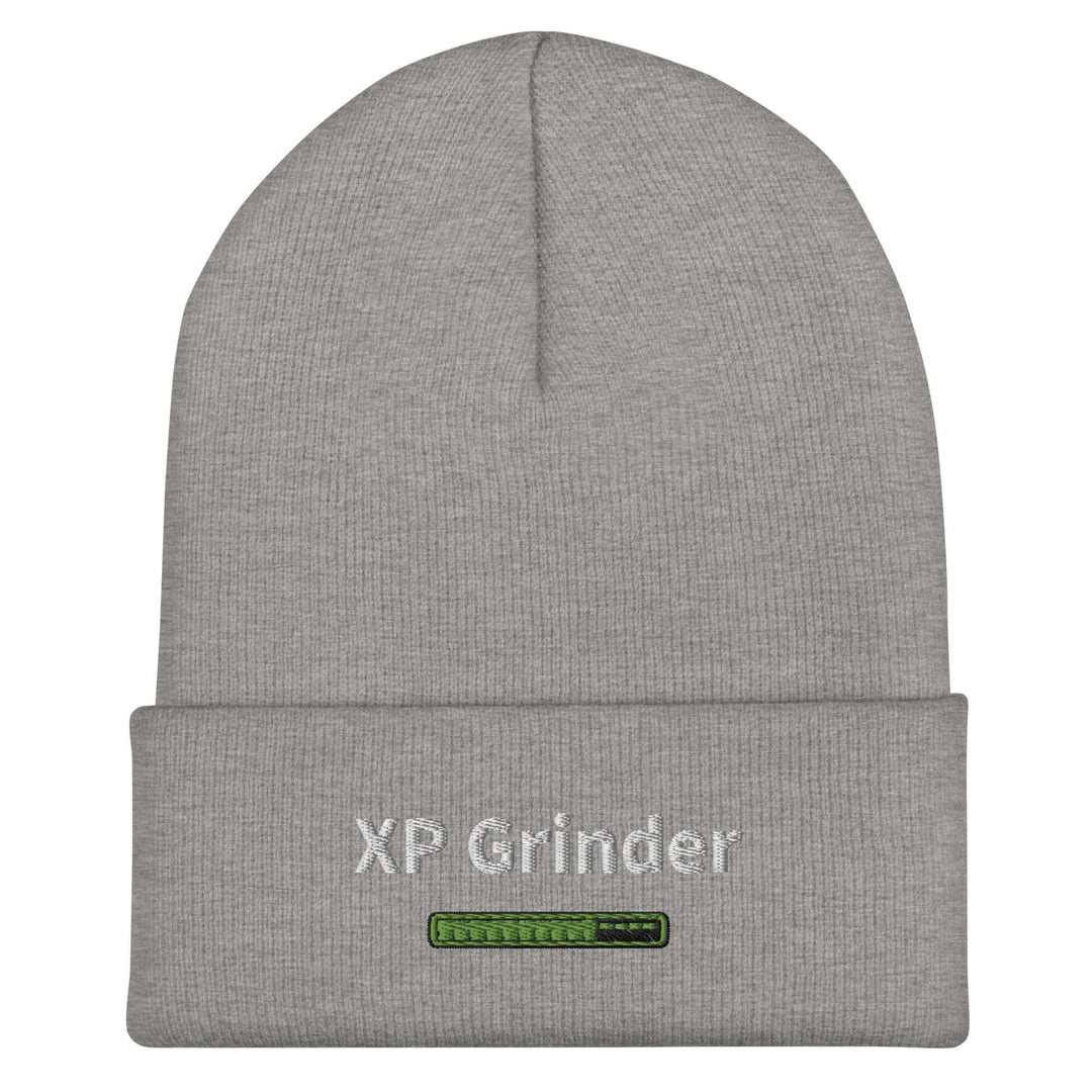Gray XP Grinder Cuffed Beanie, perfect for warmth and style. Unisex, hypoallergenic, and hand washable.