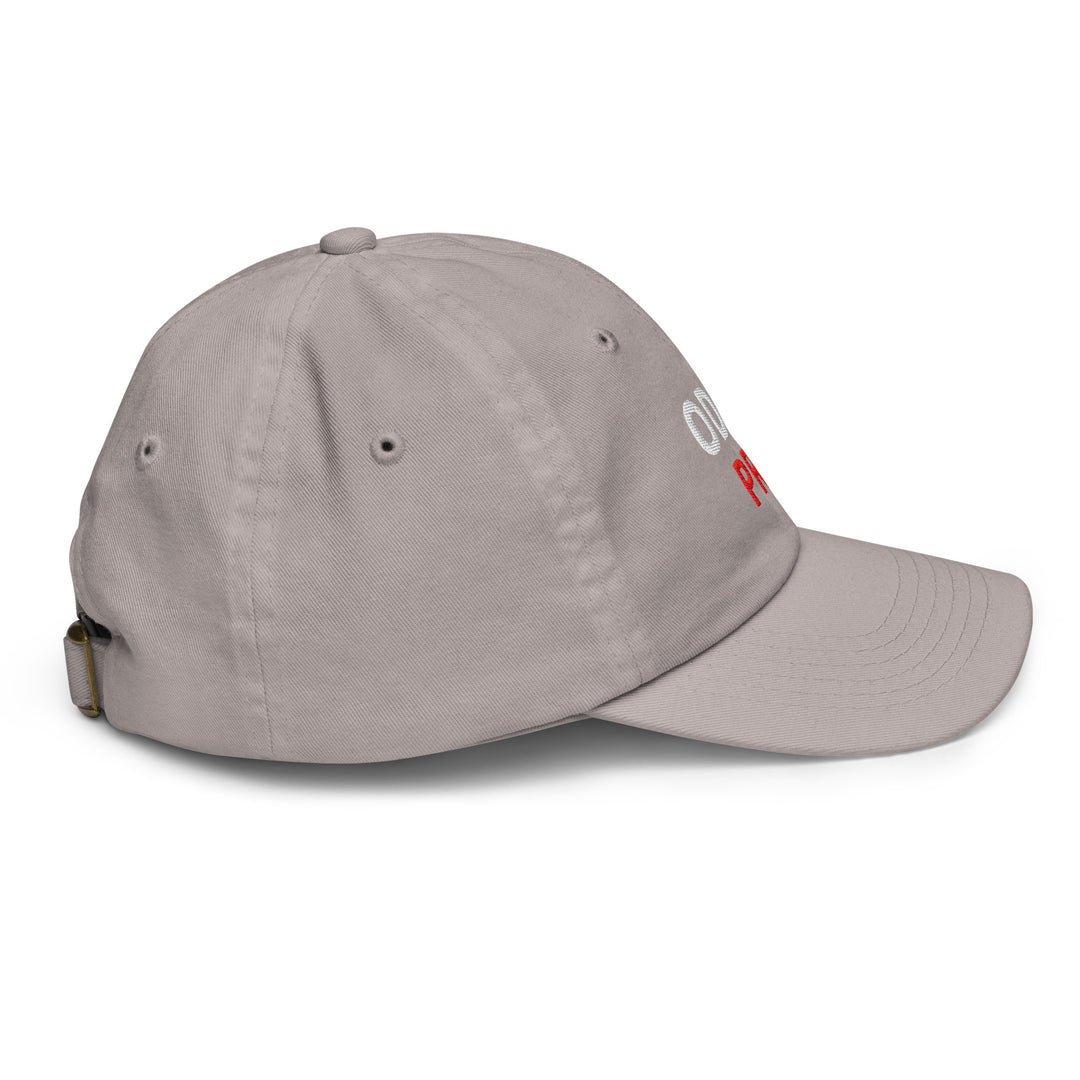 Oddy Pro Youth baseball cap in light gray, showcasing the stylish design and adjustable strap.
