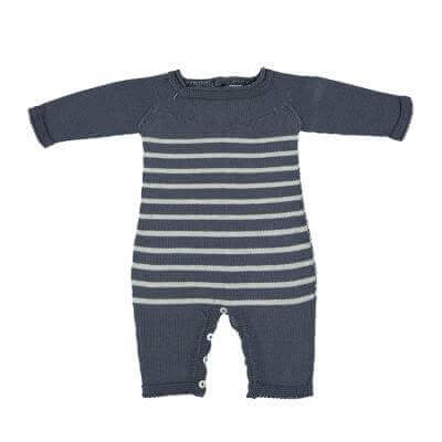 Petit Oh! Knitted Romper Colour: Grey Stripes Gender: unisex Age: 0-3 Months clothing Earthlets